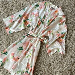 Pink Floral Silky Robe
